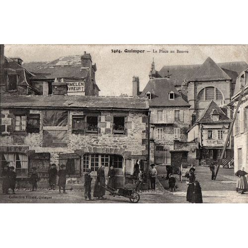 Carte Postale Ancienne, France, Finistère ( 29 ), Quimper, La Place Au Beurre, Animée