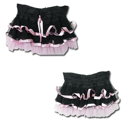 Jupe Lolita Noir Dentelle Blanc Courte Émo Costume Cosplay Noeud Papillon