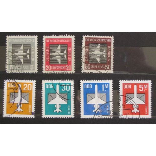 Allemagne Rda Ddr - Lot De 7 Timbres Oblitérés Poste Aérienne N° 1 À 14 - Cote 4,85 Euros