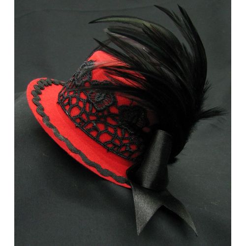 Bibi Mini Petit Chapeau Dentelle Plume Gothique Lolita Punk Barrette Pince Cheveux Cosplay Costume Déguisement Soirée