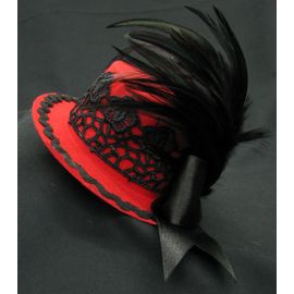 Bibi Mini Petit Chapeau Dentelle Plume Gothique Lolita Punk Barrette Pince Cheveux Cosplay Costume Déguisement Soirée