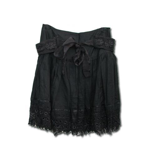 Jupe Noir Dentelle Lolita Noir Avec Ceinture Japonais