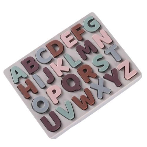 Puzzle Alphabet En Silicone, Jouets Alphabet En Forme De Puzzle Abc Avec Planche De Puzzle Et Blocs De Lettres Souples Pour Les Tout-Petits, École Maternelle Montessori