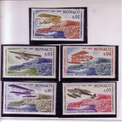 Monaco , Lot De 5 Timbres Aviation , Biplans Et Monoplans , 1964