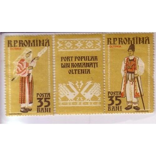 Roumanie , Timbre Triptyque , 35 Banis , 1953