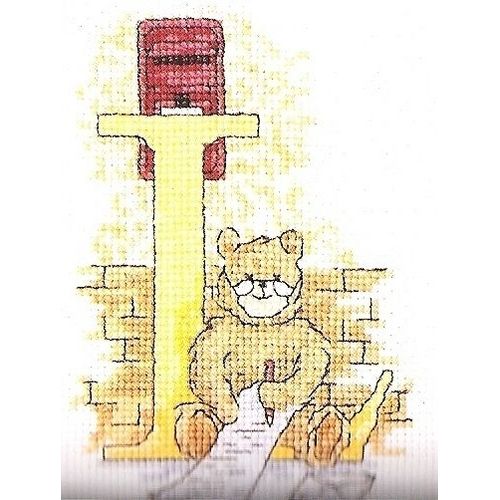 Grille Point De Croix "Initiale L / Ours, Lettre, Courrier, Boite À Lettres"
