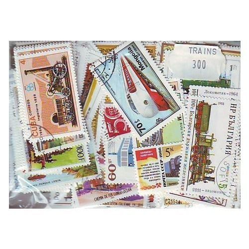Trains - Lot De 300 Timbres Differents - Tous Pays