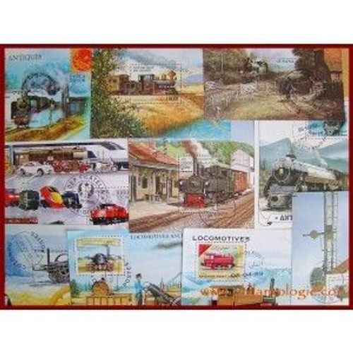 Trains - Lot De 25  Blocs Feuillets Differents - Tous Pays