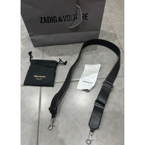 Bandoulière noir 100% en cuir pour sac Zadig et Voltaire