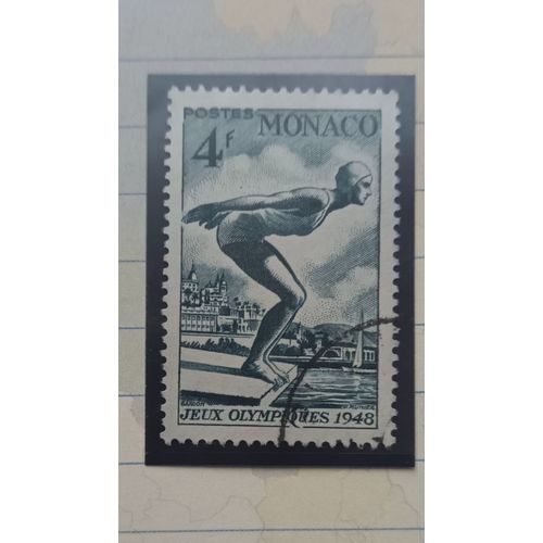 L252 -- Timbre Oblitéré Monaco N °323 -- Année 1948 -- " Jeux Olympiques De Londres : Discipline , Natation ".