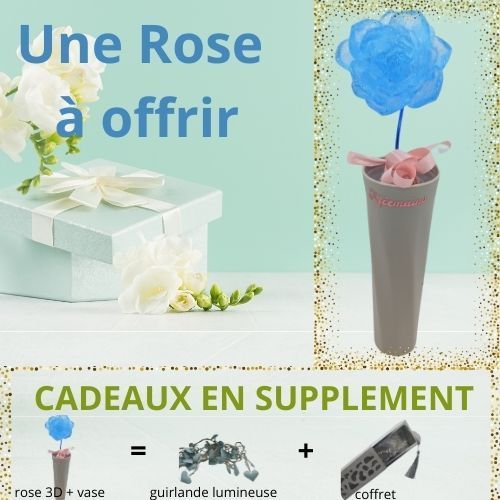 Rose à offrir Bleu en résine époxy