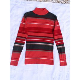 Pull Promod , Ras Cou , Rayé Orange , Rouge , Vert , Blanc, Taille 38/40
