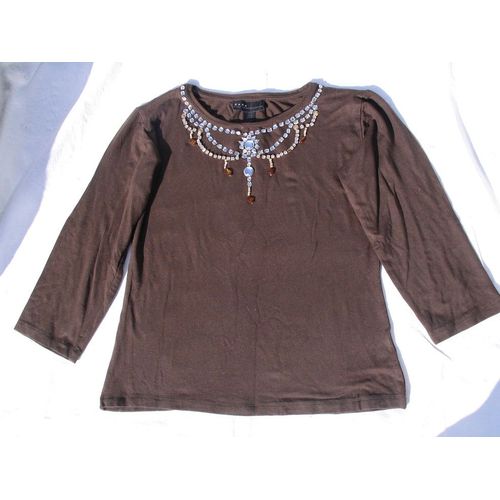 T-Shirt Zara Collection , Marron , Taille 38 , Manches 3/4