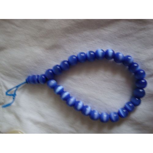 Bracelet Avec Perles Rondes En Verre De Couleur Bleu Outremer Opaque