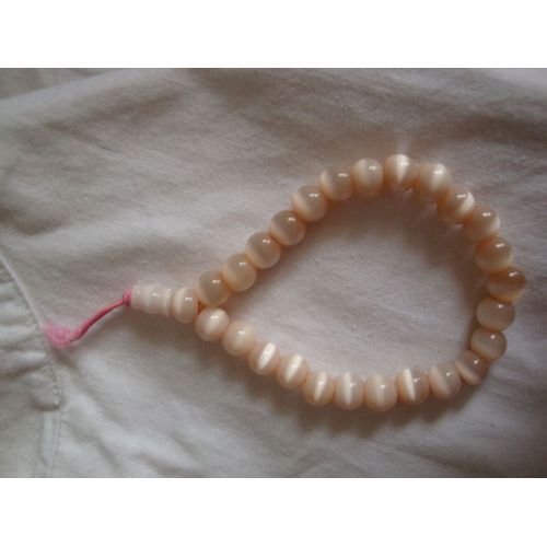 Bracelet Perles Rondes Beige Opaque