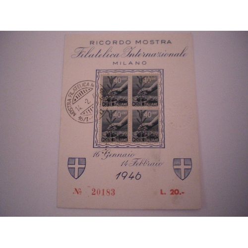 Italie  Encart  Milano 1946