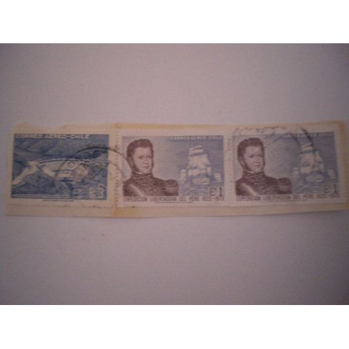 Chili 3 Timbres Poste Aérienne