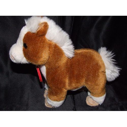 Cheval Poney Trudi Doudou Peluche Marron Blanc
