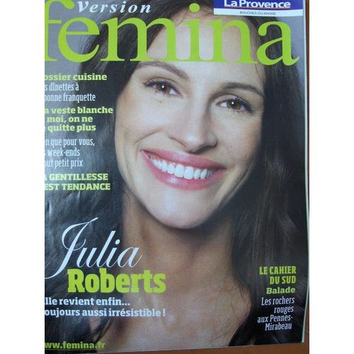 Version Femina  N° 364 : 21/03/2009: Julia Roberts/ Dossier Cuisine (Brunch,Gouter..)/ Beaute: Masques/ Sante: Le Coeur/ Enfants: A Quel Age...?