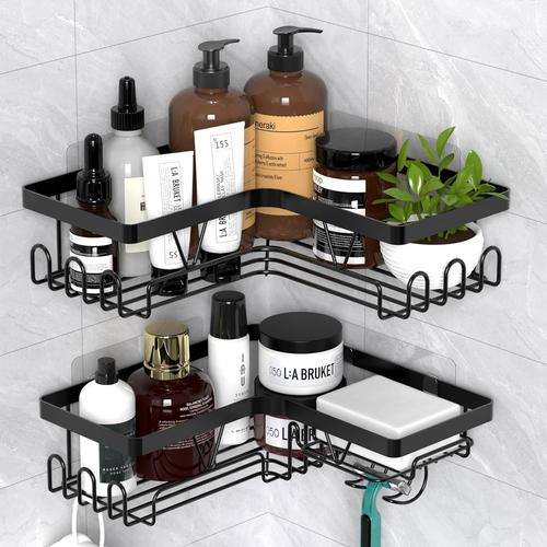 Etagere Douche Sans Percage, Etagere Rangement,Accessoire Salle De Bain Noir