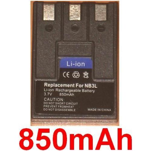 Batterie Pour Canon NB-3L NB3L Digital IXUS 700 750, IXUS i i5 II IIs, Digital 30, IXY Digital 30a 600 700 D30 L L2, PowerShot SD10 SD100 SD110 SD20 SD500 SD550 **850mAh**