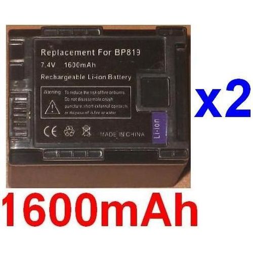 2 Batteries Pour Canon BP-819 BP819 Vixia HF10 HF11 HF100 HG20 HG21 FS10 FS11 FS100, Flash Memory Camcorder FS10 FS100 FS11 **1600mAh**