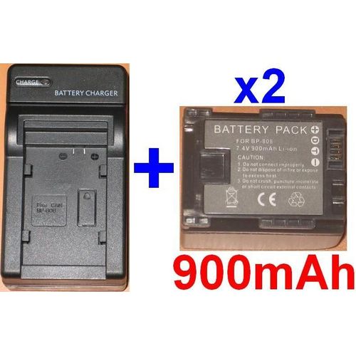 Chargeur + 2 Batteries Pour Canon **Info-Lithium** BP-808 BP808 FS10, FS11, FS100 **900mAh**