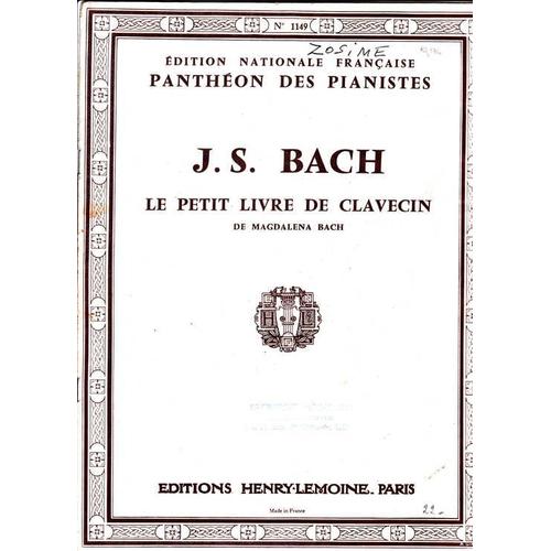 Le Petit Livre Du Clavecin De Magdalena Bach