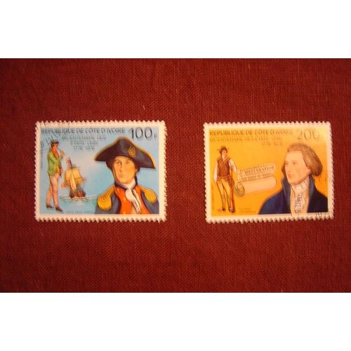 2 Grands Timbres  "Bicentenaire Des Etats Unis"  - Côte D'ivoire