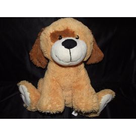 Chien Gifi Doudou Peluche Assis Marron Beige Blanc Cocard 35 Cm