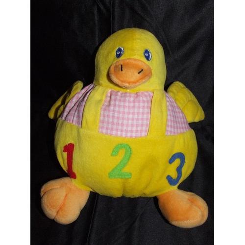 Canard Oiseau Poussin Jaune Vichy Rose 1 2 3 Doudou Peluche 25 Cm