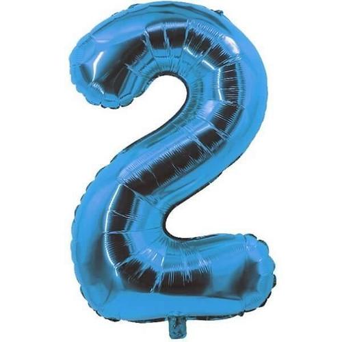 Ballon bleu aluminium chiffre 2 pour fête anniversaire 30cm (x1) REF/70052