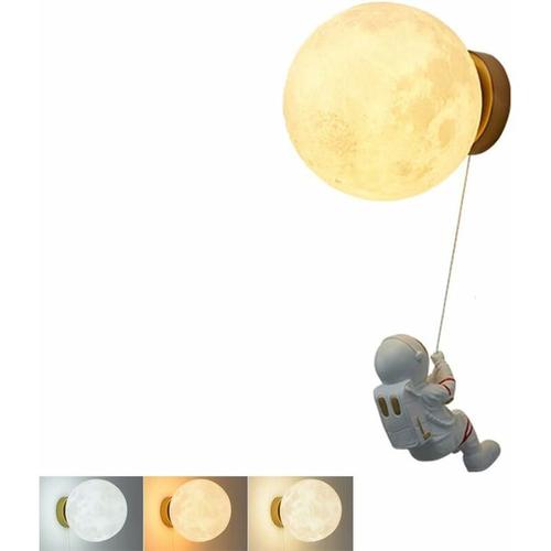 Planet Applique Murale Lune Lampe 3d Veilleuse Dimmable, Chambre D'enfant Lampe De Nuit Sph¿¿Rique Pour Gar?Ons Filles Astronaute Lampe Hauteur R¿¿Glable Applique Murale Lampe De Chevet Int¿¿Rieur Led ¿¿C