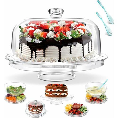 Presentoir A Gateau Avec D?Me, Transparent Support Gateau, Socle Desserts, R¿¿Utilisable Cloche ¿¿ Gateaux, Pour Salades, Fruit, Cuisine - Envoyer Salade Cuill¿¿Re