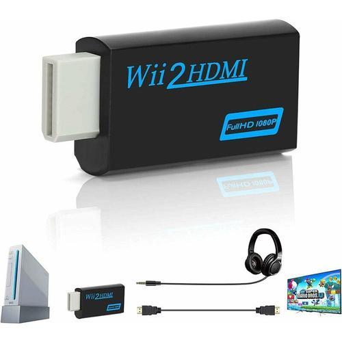 Wii To Hdmi Converter, Convertisseur Full Hd 1080p Adaptateur Vid¿¿O Avec 3,5 Mm Audio Et Sortie Hdmi, Prend En Charge Tous Les Modes D'affichage Wii - 1pc (Noir)