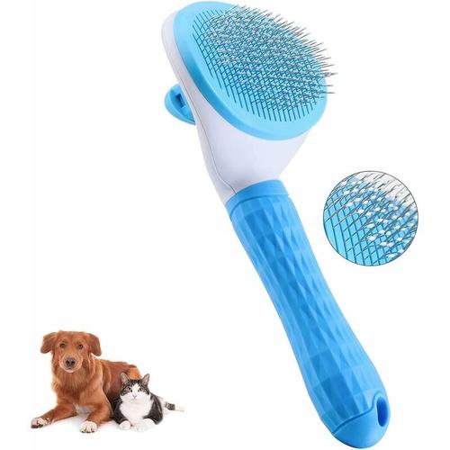 Brosse À Poils Pour Chien Peigne Auto Nettoyant Pour Chat Poils Morts Élimine Efficacement 95% Des Poils Morts Et Des Peluches Pour Chiens Et Chats Poils Courts Et Longs Bleu 40496