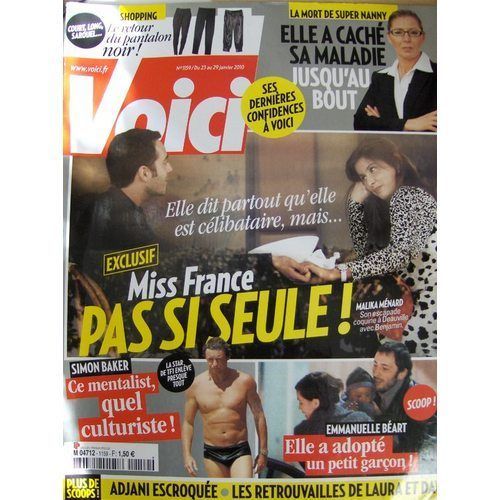 Voici  N° 1159 : Miss France 2010 Super Nanny Emmanuelle Beart Simon Baker Mentalist Lindsay Lohan Bertrand Cantat Laurent Delahousse Jacques Dutronc Isabelle Adjani