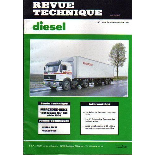 Revue Technique Diesel  N° 153 : Mercedes - Benz -  1935 - Jusque Fin 1988 Série 1944