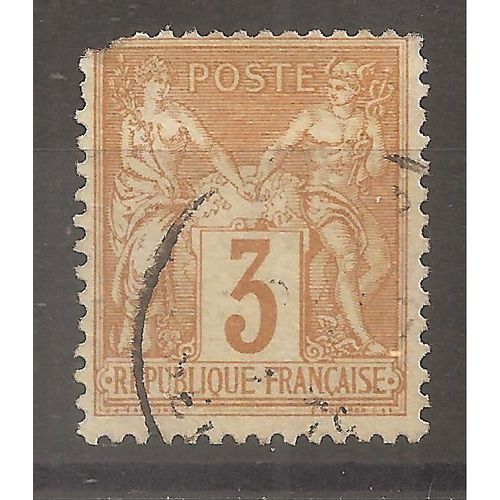 86 (1877) Sage Type I I 3c Bistre Sur Jaune Oblitr Dfectueux (Cote 50e) (0898)