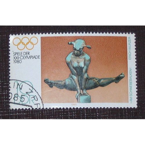 Allemagne Rda Ddr N° 2165 Oblitéré, 10p « Sur La Poutre », Sculpture Par Eric Wurzer (Jeux Olympiques De Moscou)