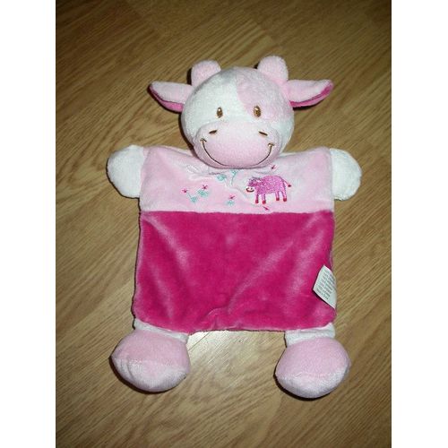 Doudou Vache Kuh Cow Vetir - Rose Fushia Plat Gemo Fleur
