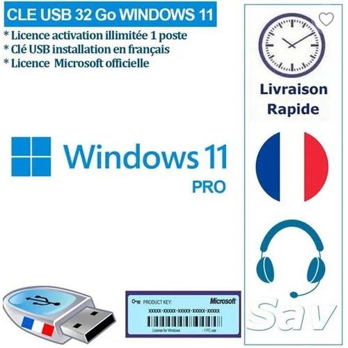 CLE USB 32 GO WINDOWS 11 PRO + LICENCE - ENVOI RAPIDE