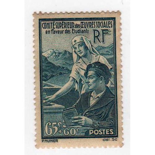 France 1938 - Y&t N°417 - 65c+60c - Au Profit Des Oeuvres Sociales En Faveur Des Étudiants - Neuf