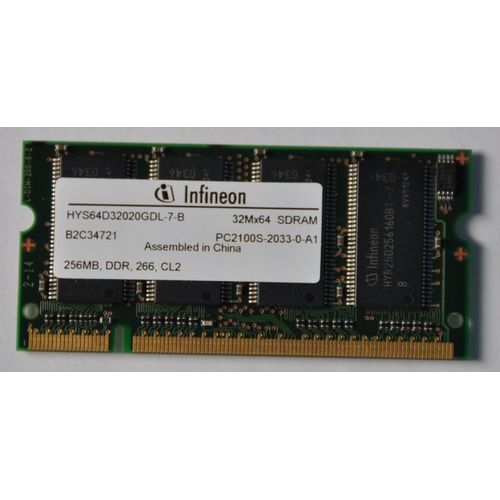 Infineon - Mémoire - 256 Mo - SO DIMM 200 BROCHES - PC2100 - DDR - 266 MHz - CL2