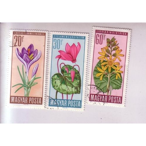 Hongrie , Lot De 3 Timbres , Thème Fleurs ,