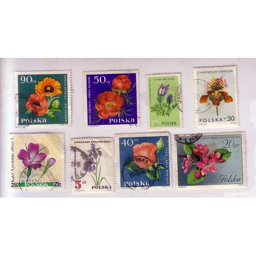 Pologne , Lot De 8 Timbres , Thème Fleurs , Des Années 60