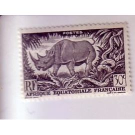 Rhinocéros , Afrique Équatoriale Française , Timbre De 30c