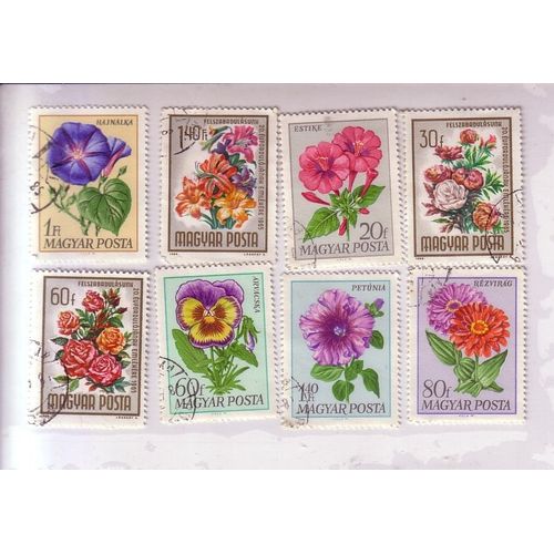 Hongrie , Lot De 8 Timbres , Thème Fleurs , Des Années 60