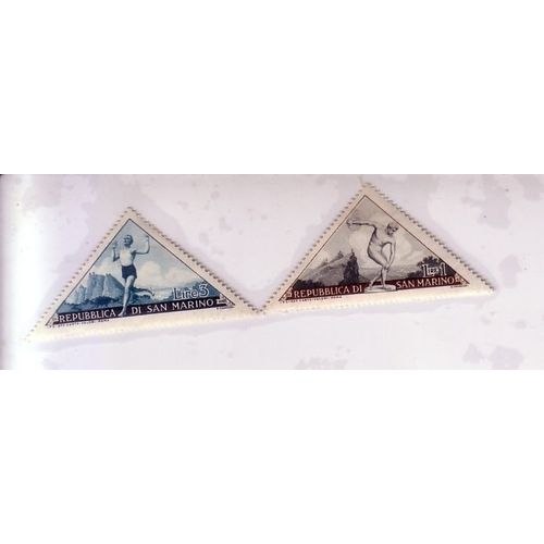San Marino , Lot De 2 Timbres , Thème Sport , 1  Et  3 Lires