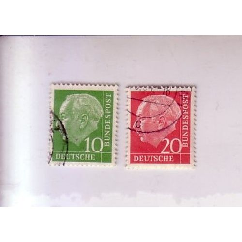 Deutsche Bundespost , Lot De 2 Timbres De 10 Et 20 , Allemagne